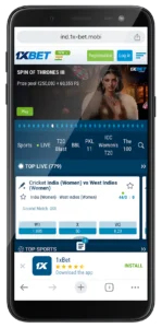 1xbet mobile app main page