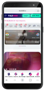 Tez888 mobile app main page